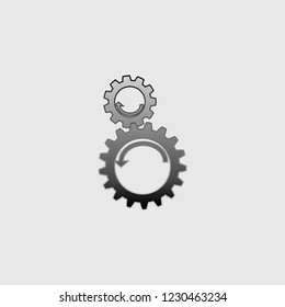 An Illustrated Icon Isolated on a Background - Counter Rotating Cogs
