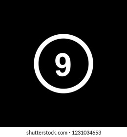 An Illustrated Icon Isolated on a Background - Circle 9 Outline