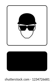 An Illustrated Icon Isolated on a Background - Safety Glasses and Helmet