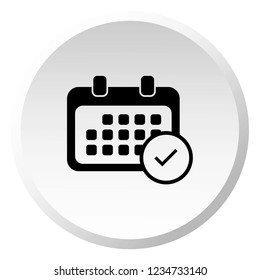 An Illustrated Icon Isolated on a Background - Rounded Calendar Accept
