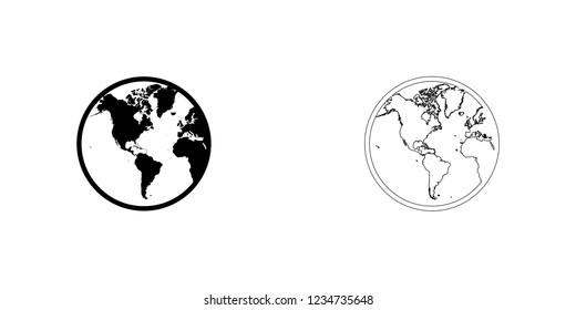 An Illustrated Icon Isolated on a Background - World North America  South America