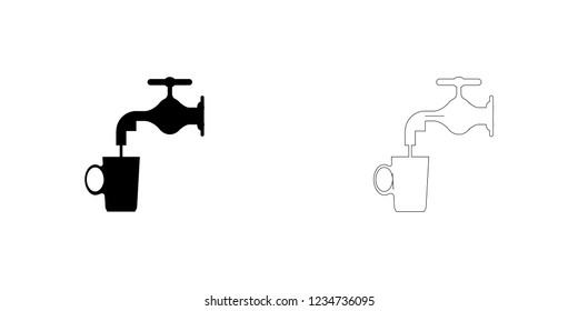 An Illustrated Icon Isolated on a Background - Tap Water and Mug