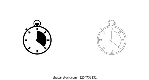 An Illustrated Icon Isolated on a Background - Stopwatch 3 Eighths Complete