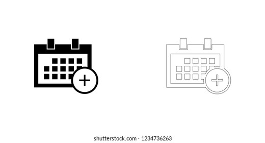 An Illustrated Icon Isolated on a Background - Square Calendar Add