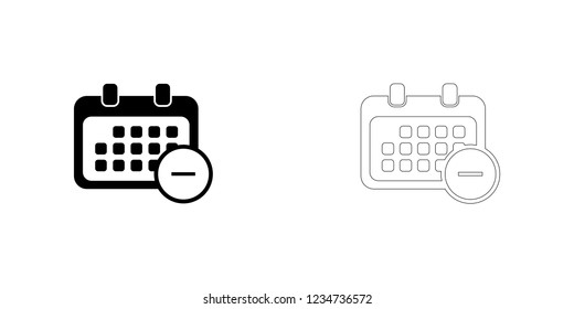 An Illustrated Icon Isolated on a Background - Rounded Calendar Remove
