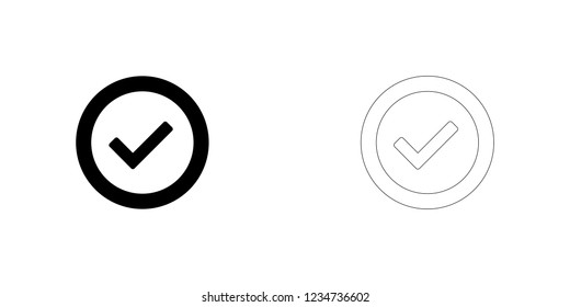 An Illustrated Icon Isolated on a Background - Round Tick