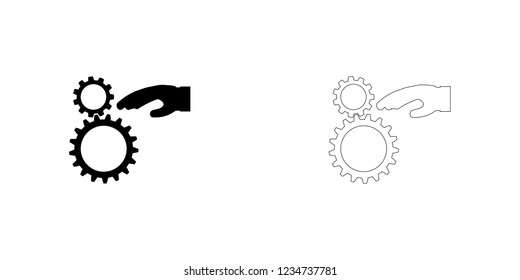 An Illustrated Icon Isolated on a Background - Hand with Cogs