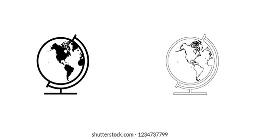 An Illustrated Icon Isolated on a Background - Globe North America South America