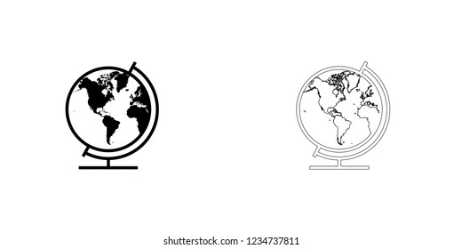 An Illustrated Icon Isolated on a Background - Globe North America  South America