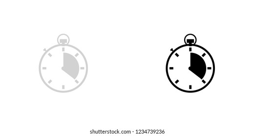 An Illustrated Icon Isolated on a Background - Stopwatch 3 Eighths Complete
