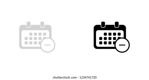 An Illustrated Icon Isolated on a Background - Rounded Calendar Remove