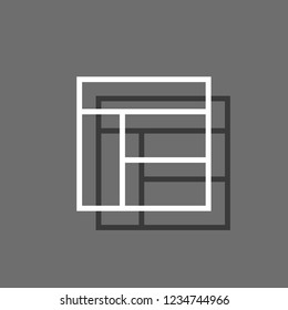 An Illustrated Icon Isolated on a Background - Web Wireframe 4 Way Split