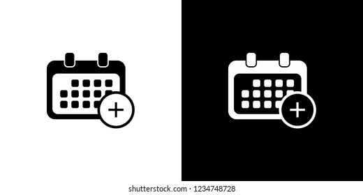 An Illustrated Icon Isolated on a Background - Rounded Calendar Add