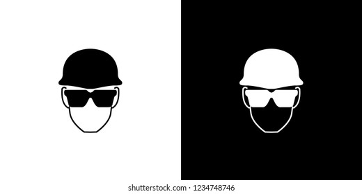 An Illustrated Icon Isolated on a Background - Safety Glasses and Helmet