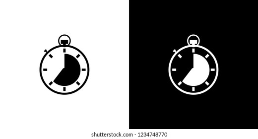 An Illustrated Icon Isolated on a Background - Stopwatch 5 Eighths Complete