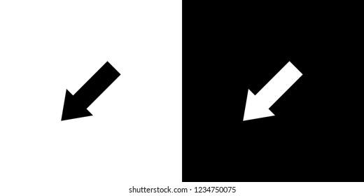 An Illustrated Icon Isolated on a Background - Lower Left Arrow