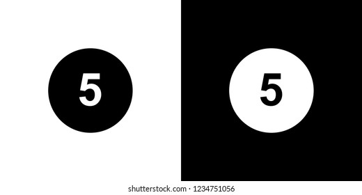 An Illustrated Icon Isolated on a Background - Circle 5 Filled