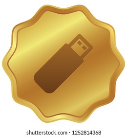 An Illustrated Icon Isolated on a Background - USB Stick