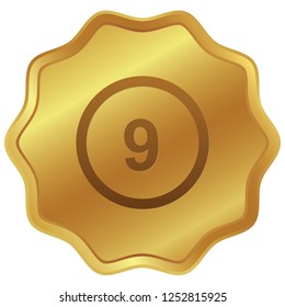 An Illustrated Icon Isolated on a Background - Circle 9 Outline
