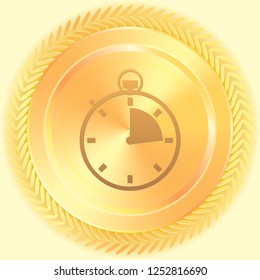An Illustrated Icon Isolated on a Background - Stopwatch Quarter Complete