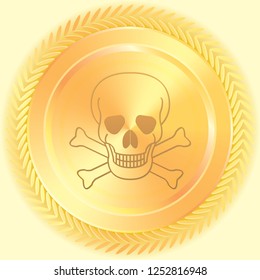 An Illustrated Icon Isolated on a Background - Skull and Cross Bones