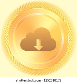 An Illustrated Icon Isolated on a Background - Cloud Download