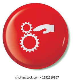 An Illustrated Icon Isolated on a Background - Hand with Cogs