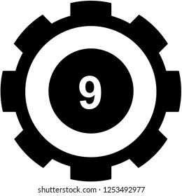 An Illustrated Icon Isolated on a Background - Circle 9 Filled
