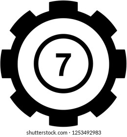 An Illustrated Icon Isolated on a Background - Circle 7 Outline