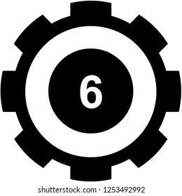 An Illustrated Icon Isolated on a Background - Circle 6 Filled
