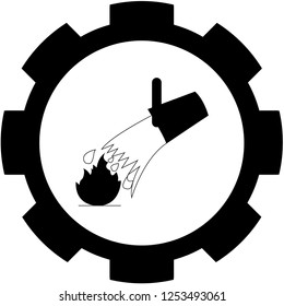 An Illustrated Icon Isolated on a Background - Bucket Water and Flame