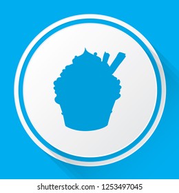 An Illustrated Icon Isolated on a Background - Cupcake with Sprinkles and Flakes