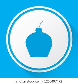 An Illustrated Icon Isolated on a Background - Cupcake with Cherry on Top