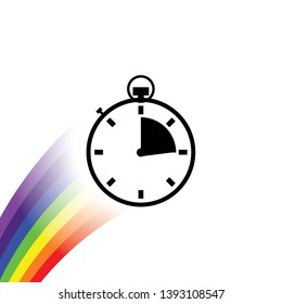 An Illustrated Icon Isolated on a Background - Stopwatch Quarter Complete