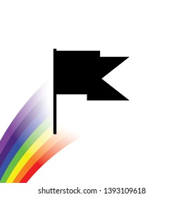 An Illustrated Icon Isolated on a Background - Square Cut Out Flag Waving