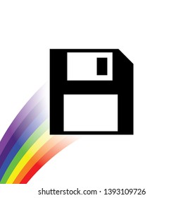 An Illustrated Icon Isolated on a Background - Small Floppy Disk