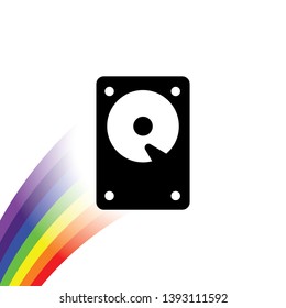 An Illustrated Icon Isolated on a Background - Hard Disk