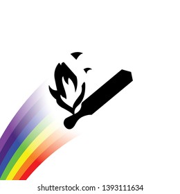 An Illustrated Icon Isolated on a Background - Match and Flame