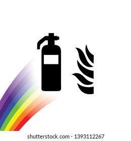 An Illustrated Icon Isolated on a Background - Fire Extinguisher with Fire