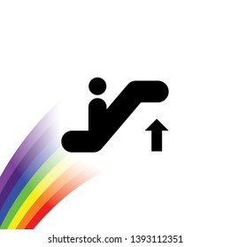 An Illustrated Icon Isolated on a Background - Escalator Up