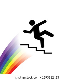 An Illustrated Icon Isolated on a Background - Danger Stairs