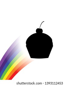 An Illustrated Icon Isolated on a Background - Cupcake with Cherry on Top