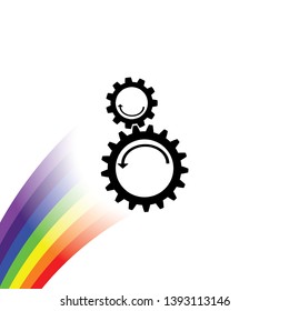 An Illustrated Icon Isolated on a Background - Counter Rotating Cogs