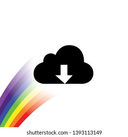 An Illustrated Icon Isolated on a Background - Cloud Download