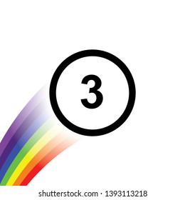 An Illustrated Icon Isolated on a Background - Circle 3 Outline