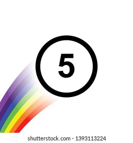 An Illustrated Icon Isolated on a Background - Circle 5 Outline