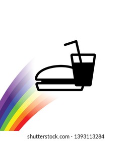 An Illustrated Icon Isolated on a Background - Burger and Drink