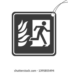 An Illustrated Icon Isolated on a Background - Fire Exit with Fire