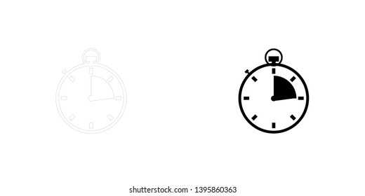 An Illustrated Icon Isolated on a Background - Stopwatch Quarter Complete