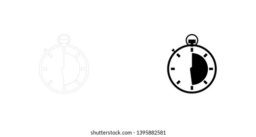 An Illustrated Icon Isolated on a Background - Stopwatch Half Complete